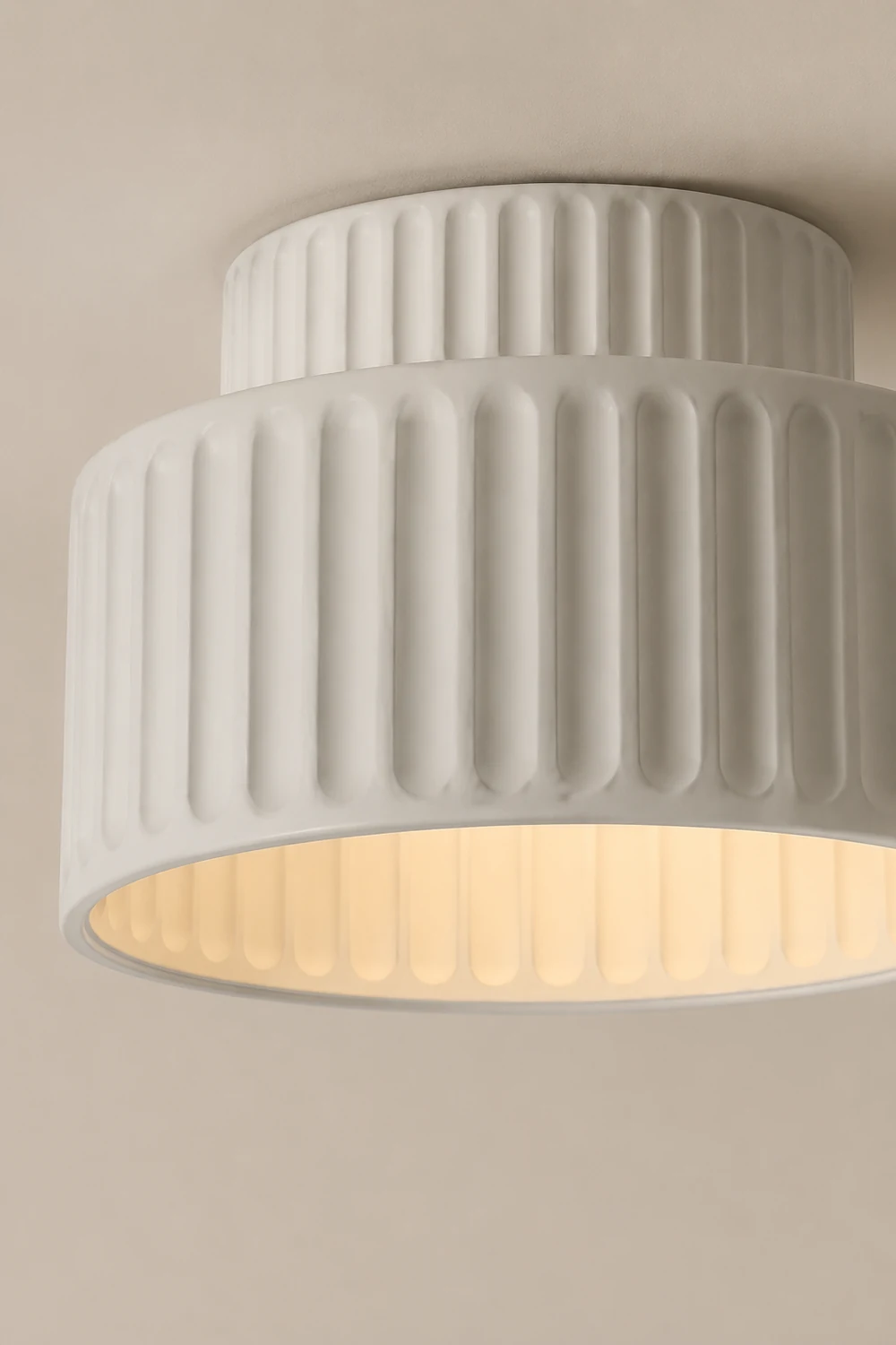 Vintage Cream Style Drum Semi Flush Mount Ceiling Lamp - Lumpaz