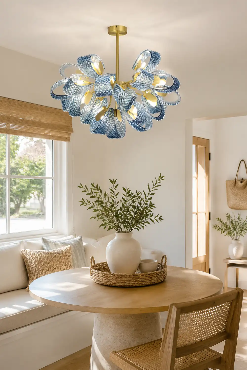Luxury Style Gorgeous Blue Chandelier Modern Copper Glass Chandelier - Lumpaz