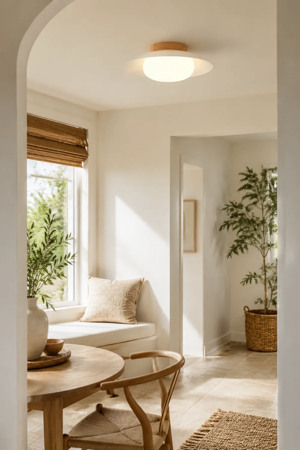 Cream Round White Ceiling Light - Lumpaz