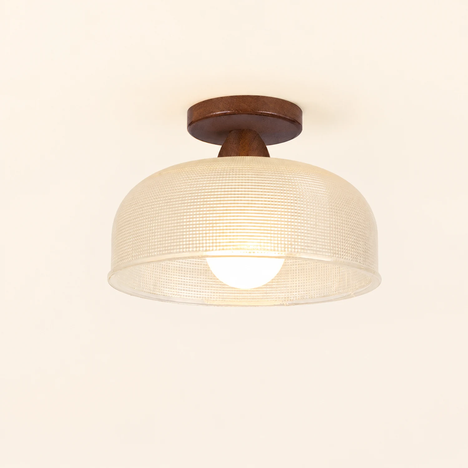 Vintage Solid Wood Glass Ceiling Lamp - Lumpaz