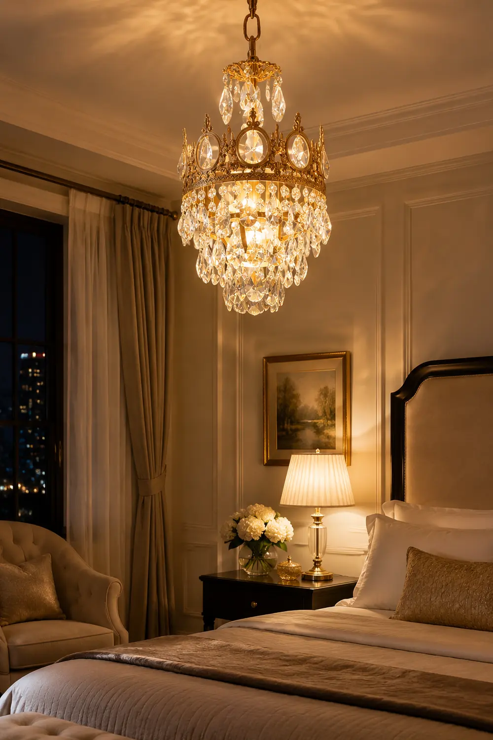 Retro French Gold Crystal Chandelier - Lumpaz