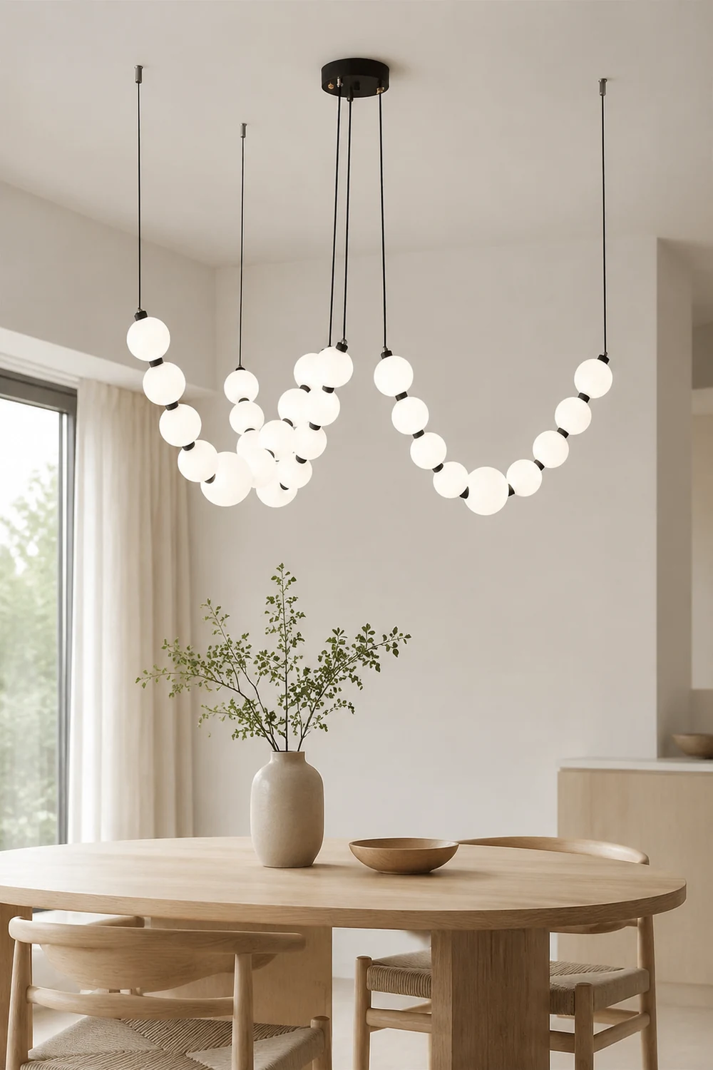 White Ball Bubble Brushed Copper Large Chandelier - Lumpaz
