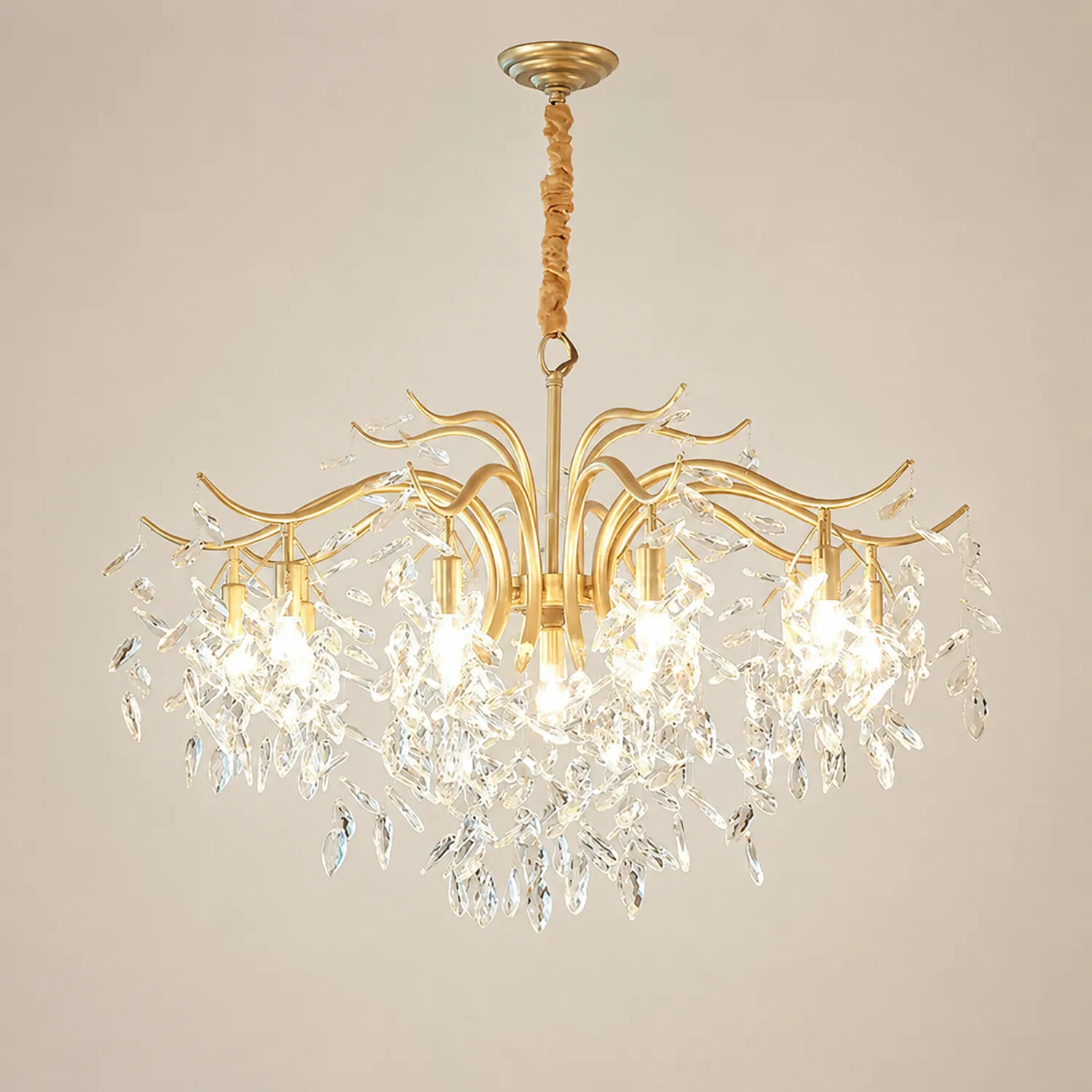 Modern Large Crystal Gold Tiered Dining Room Chandelier - Lumpaz