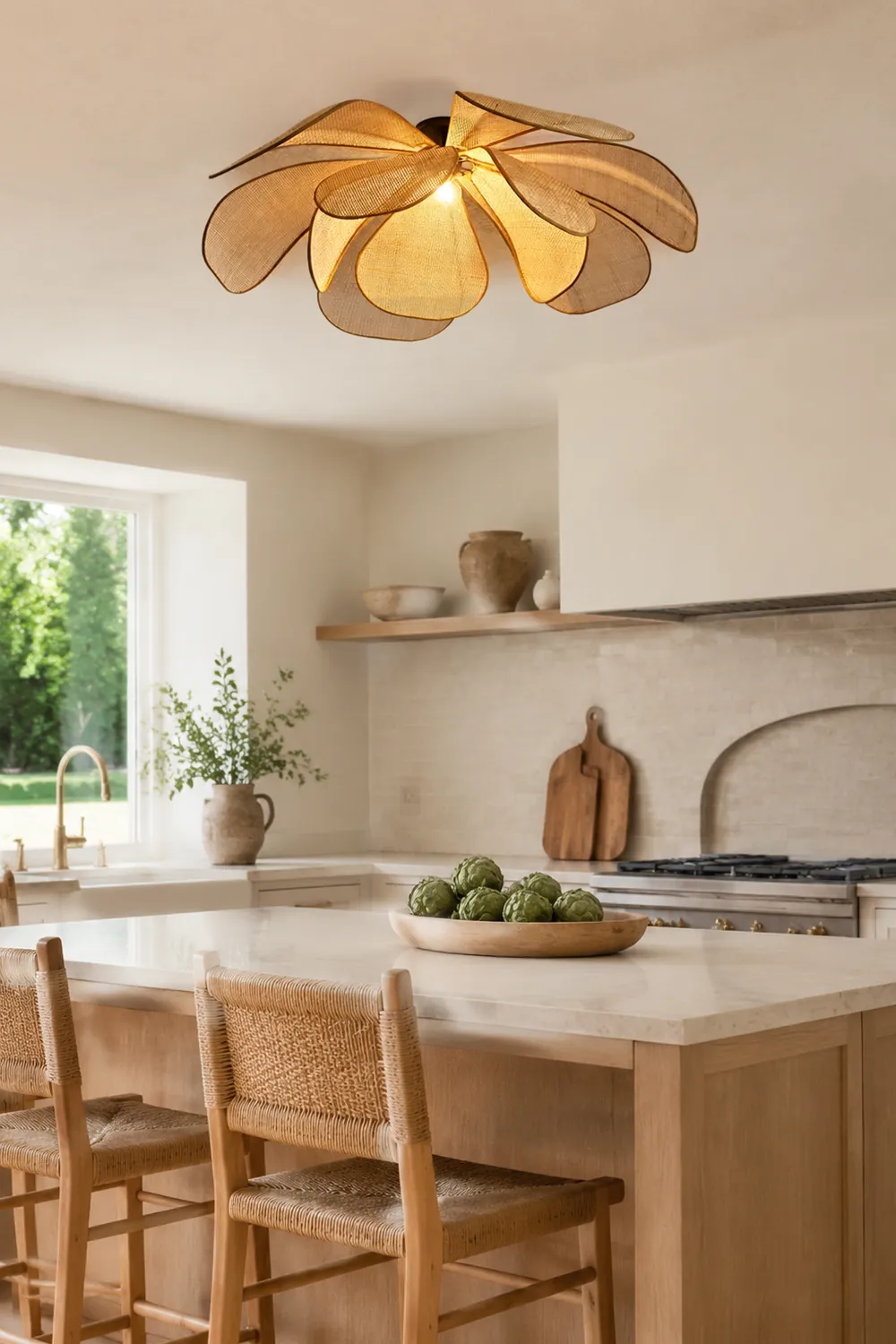Vintage Petal Rattan Ceiling Pendant Light - Lumpaz