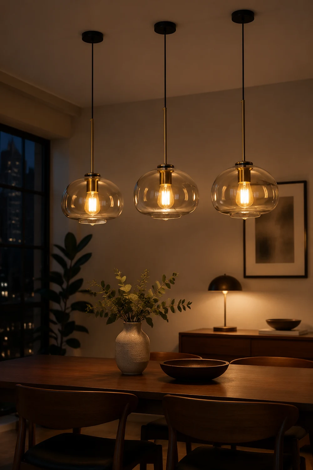 Industrial Amber Glass Pendant Light - Lumpaz