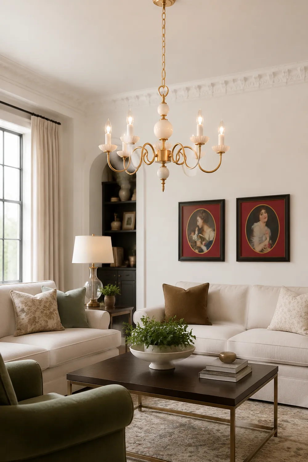 Vintage Metal Chandelier Lamp Cream Glass Chandelier - Lumpaz