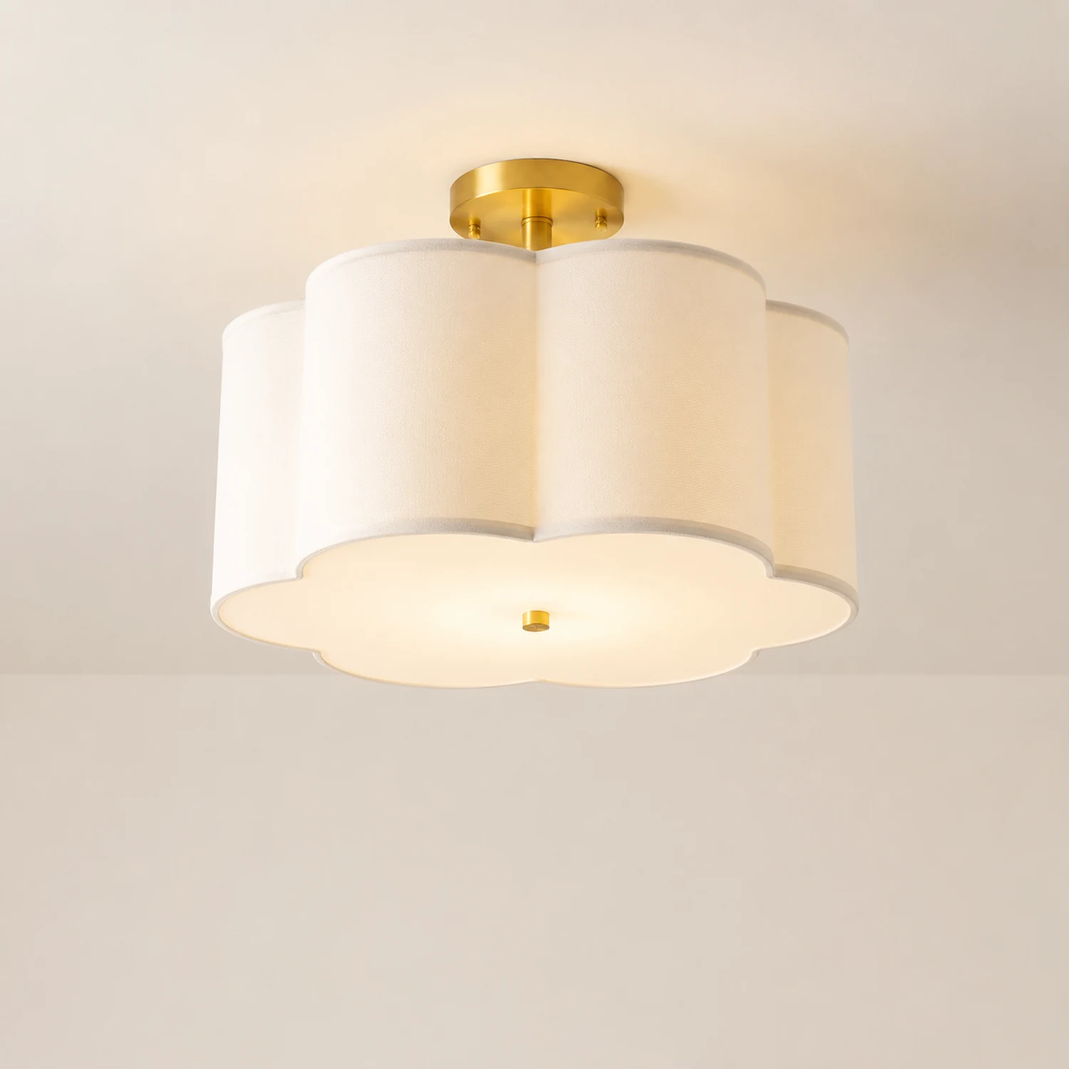 Simple White Flower Semi Flush Ceiling Light For Bedroom - Lumpaz