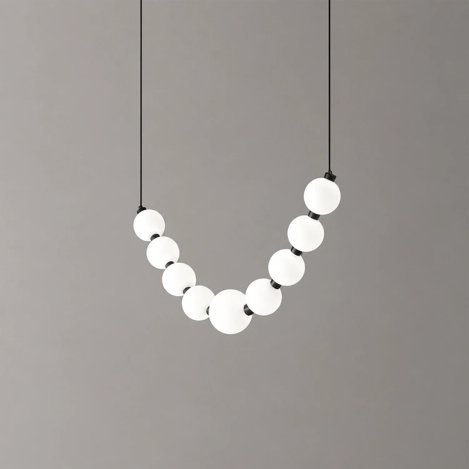 White Ball Bubble Brushed Copper Large Chandelier - Lumpaz