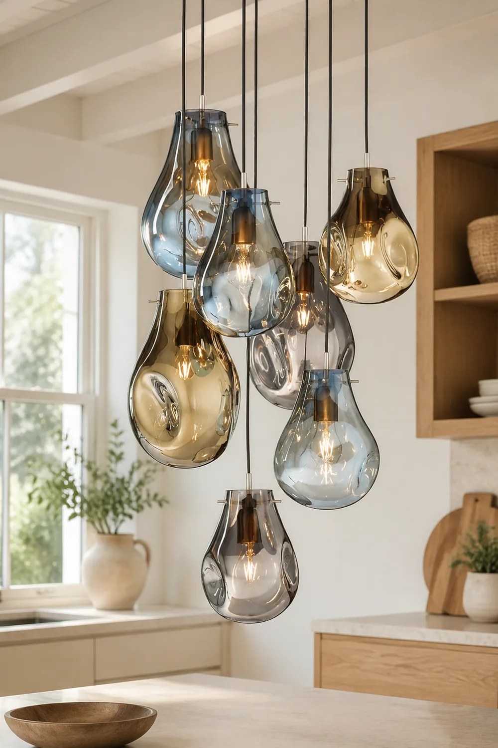 Handcrafted Irregular Shape Glass Pendant Lighting - Lumpaz