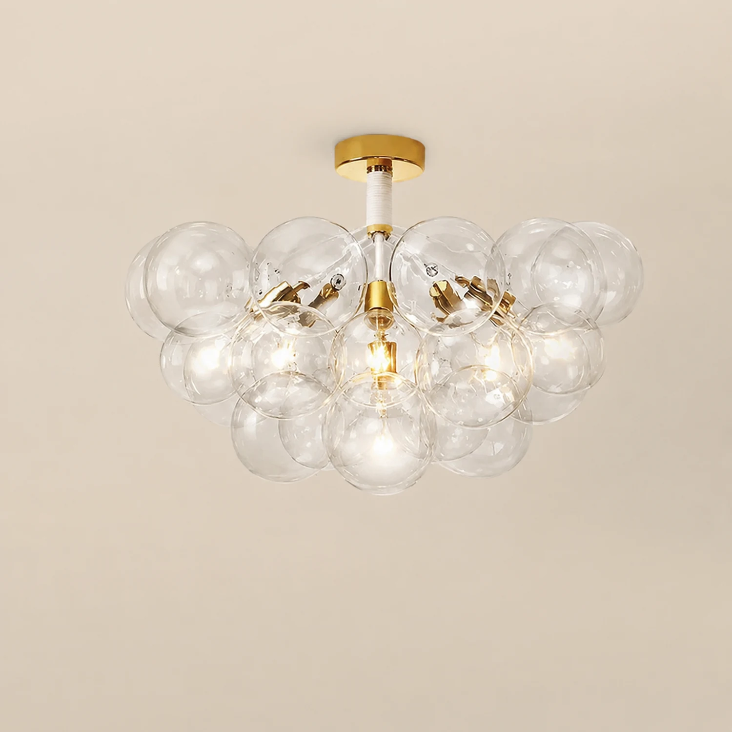 Modern Semi Flush Mount Ceiling Light Glass Bubble  Chandelier - Lumpaz