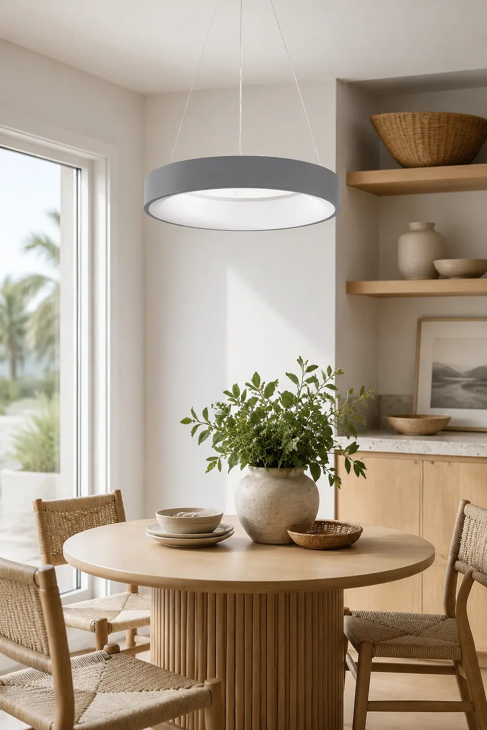 White LED Ribbed Hoop Pendant Ceiling Lights - Lumpaz