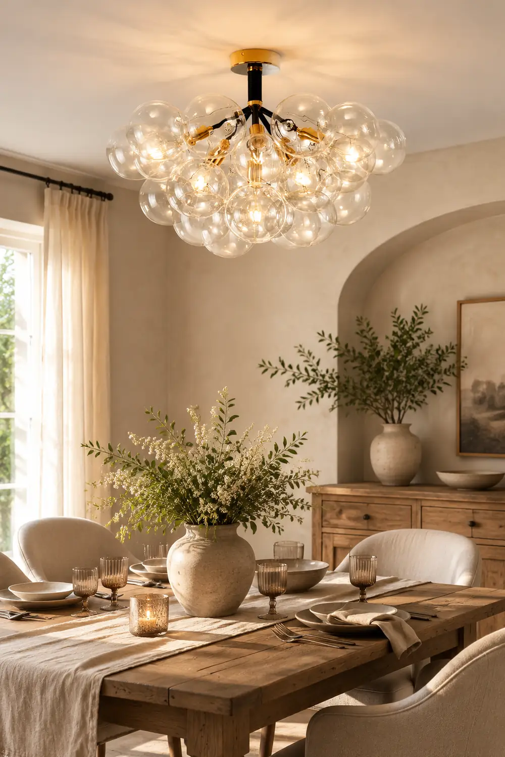 Modern Semi Flush Mount Ceiling Light Glass Bubble  Chandelier - Lumpaz