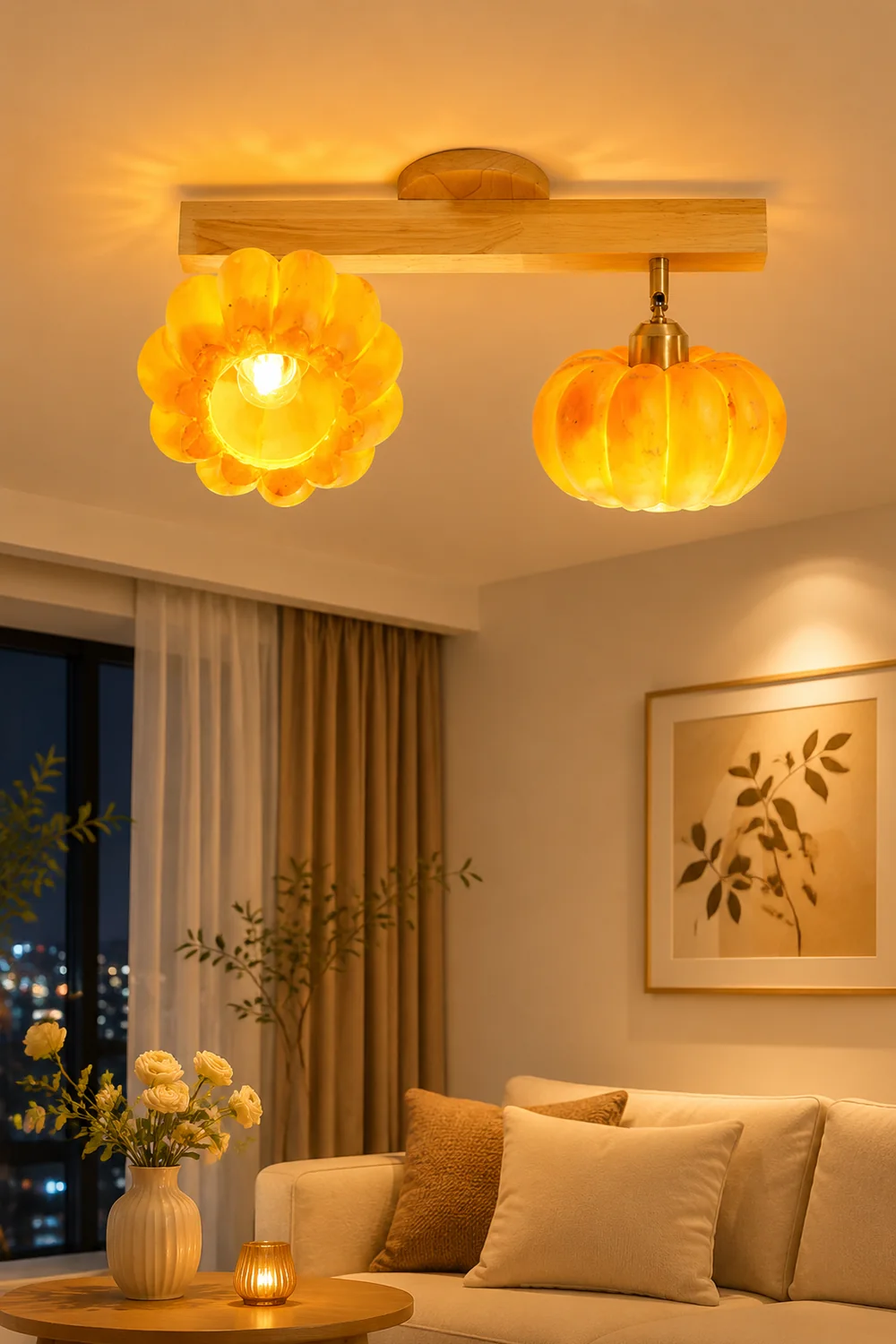 Eco-friendly Yellow Pumpkin Ceiling Lamp - Lumpaz