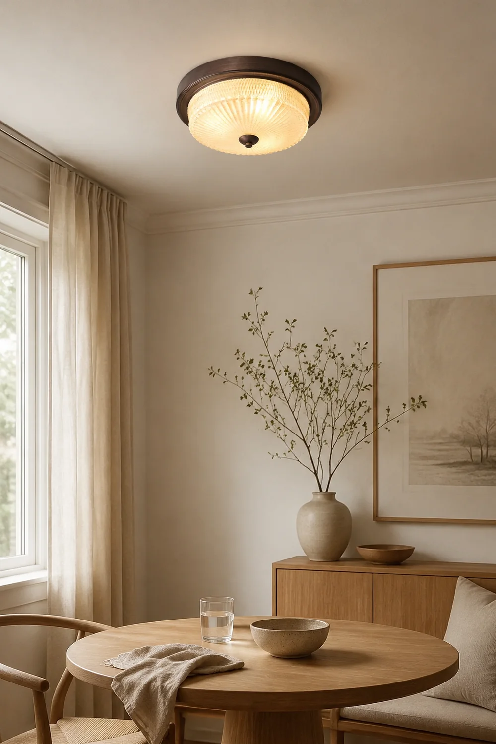 Retro Round Bedroom Ceiling Lamp - Lumpaz