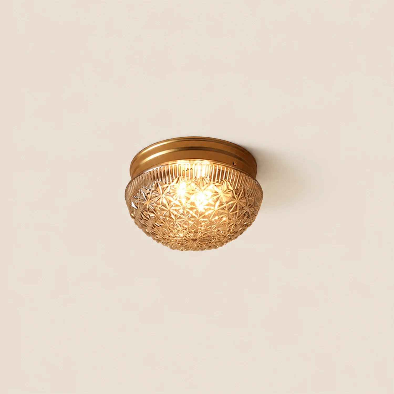 Clear Ribbed Glass Ceiling Light Fixture for Bedroom - Lumpaz