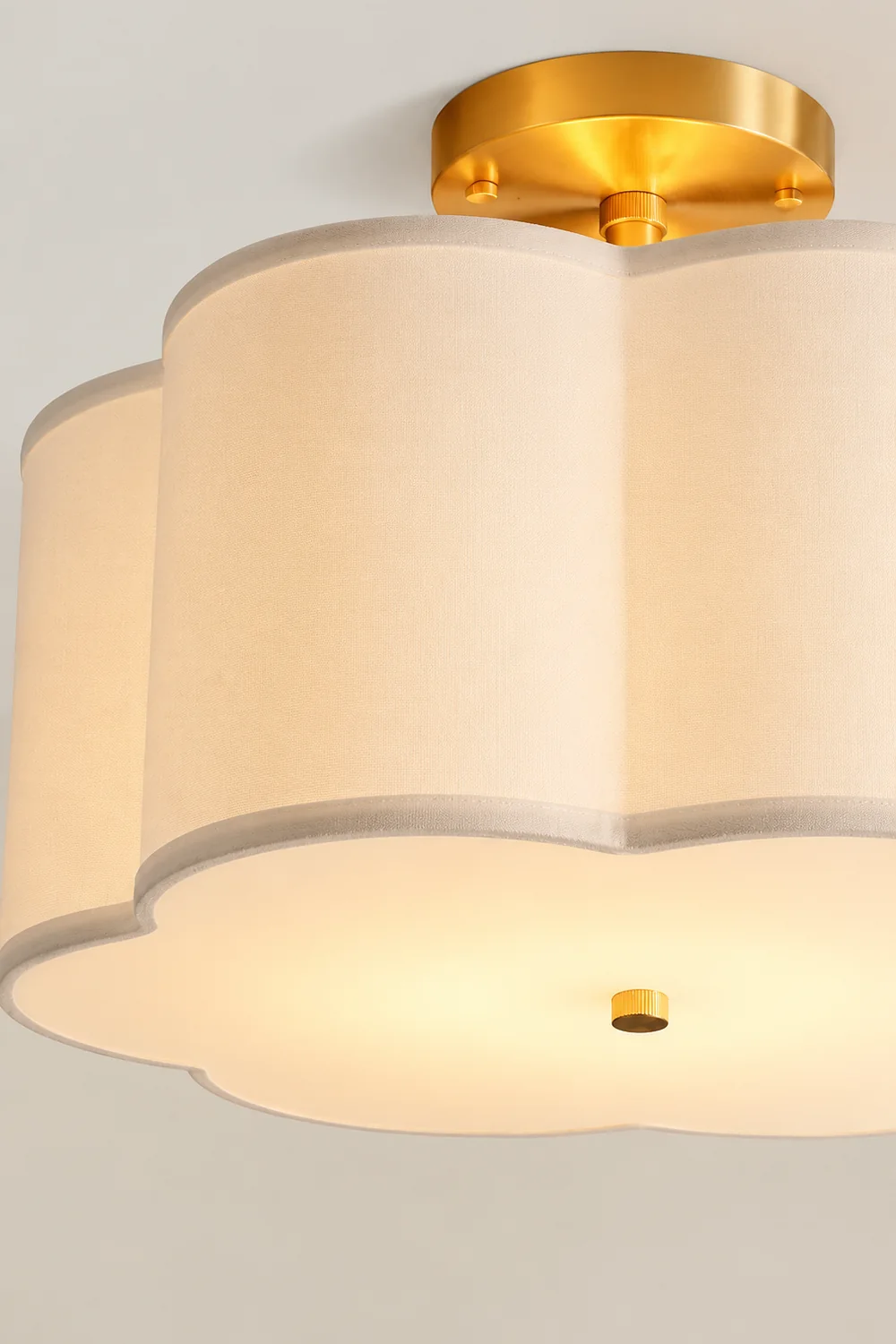 Simple White Flower Semi Flush Ceiling Light For Bedroom - Lumpaz