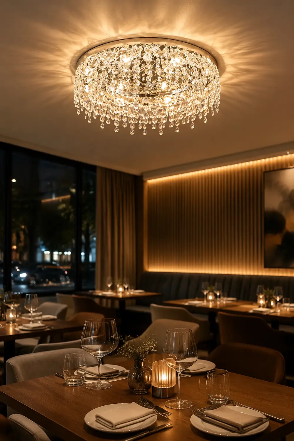 Luxury Crystal Chrome Flush Ceiling Light - Lumpaz
