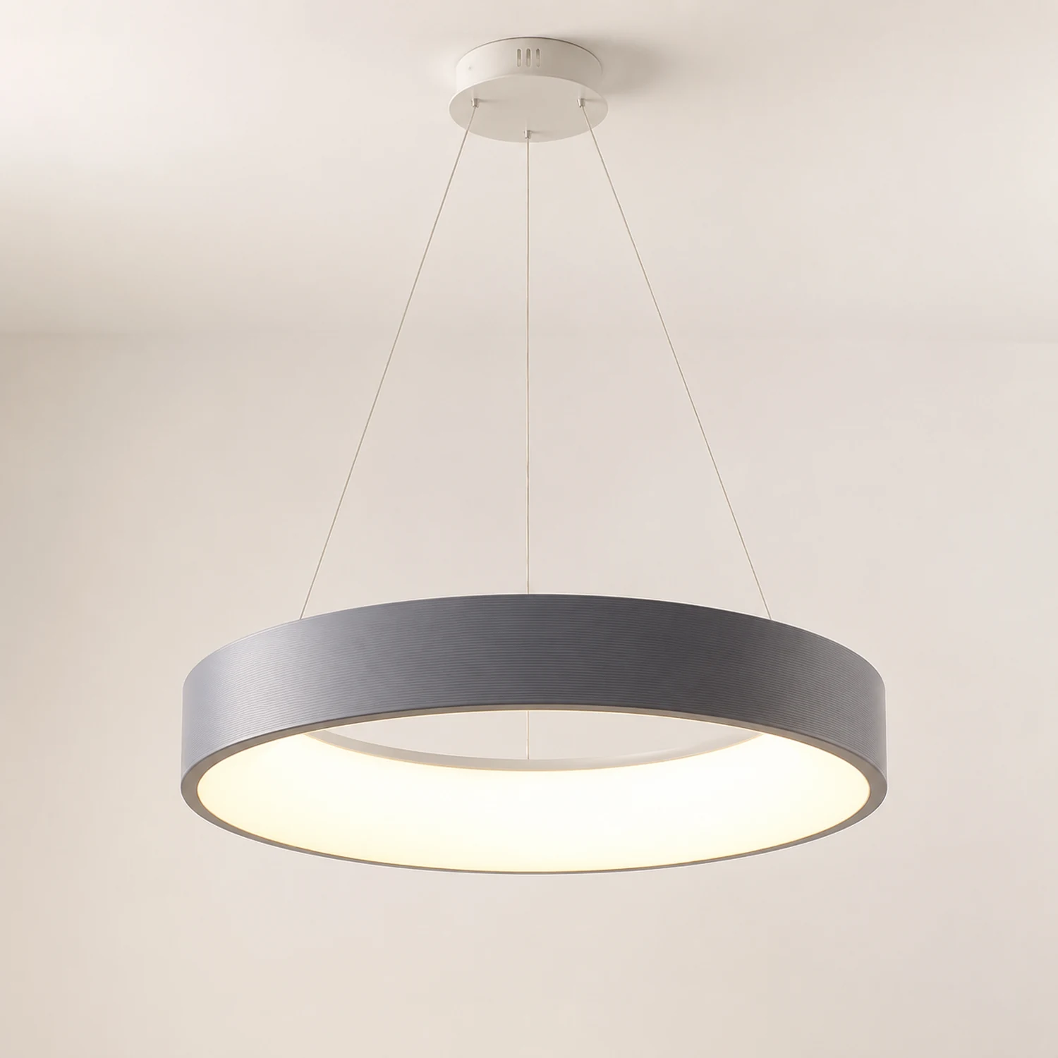 White LED Ribbed Hoop Pendant Ceiling Lights - Lumpaz
