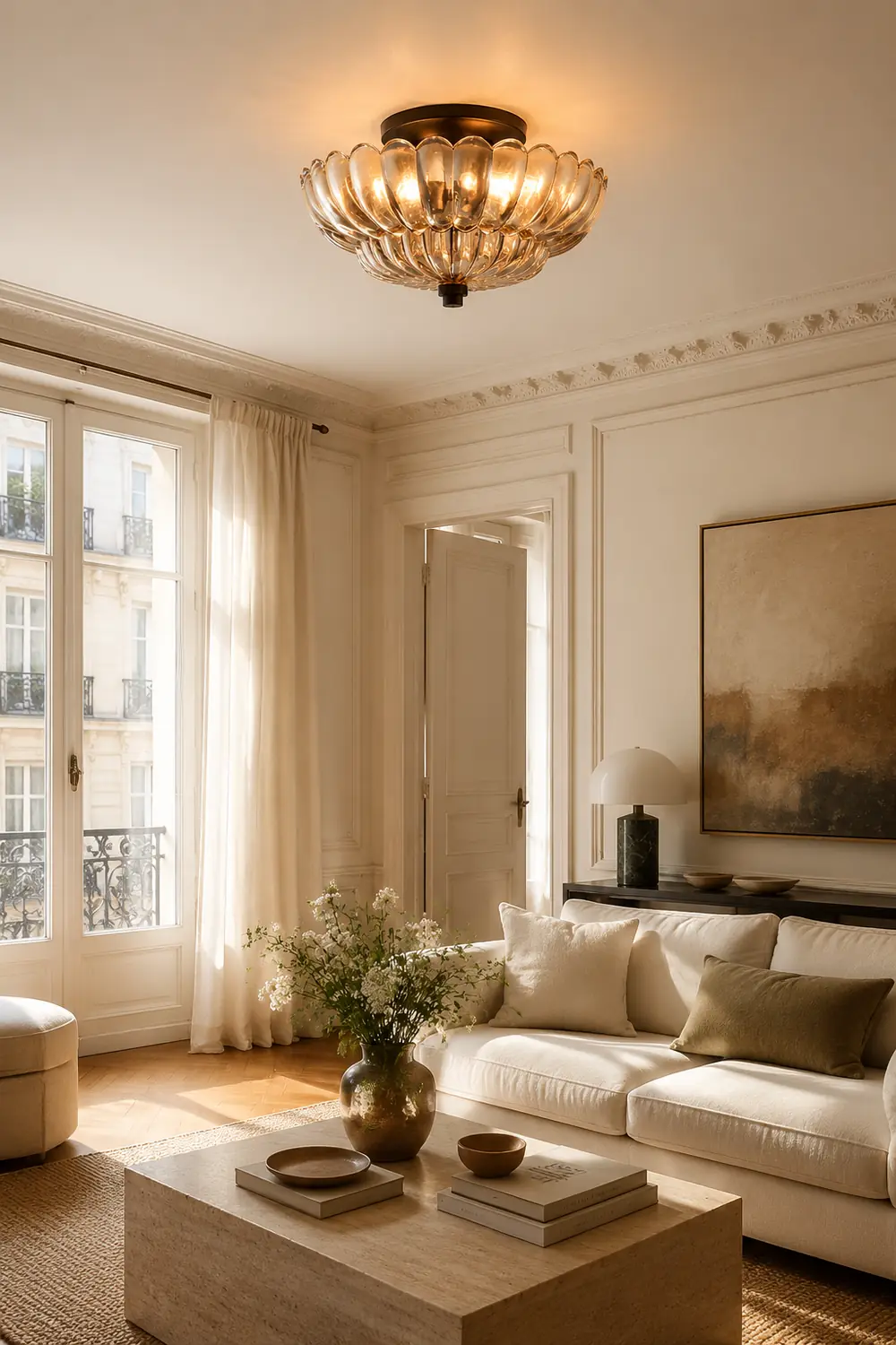 Vintage Amber Glass Semi-Flush Ceiling Light Shades Of Light - Lumpaz