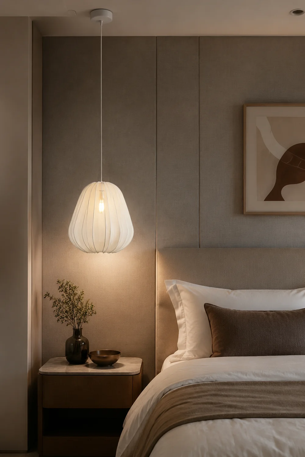 Nordic 1-Light Fabric Lampshade Shade Pendant Lamp - Lumpaz