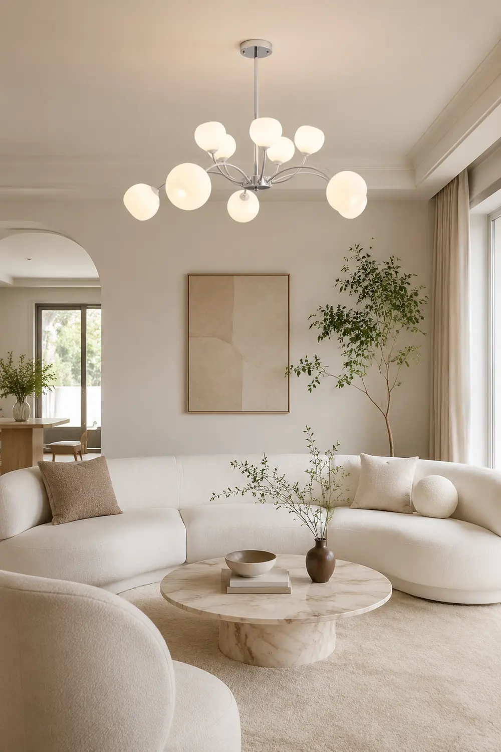 White Glass Globe Sputnik Shape Chandelier - Lumpaz