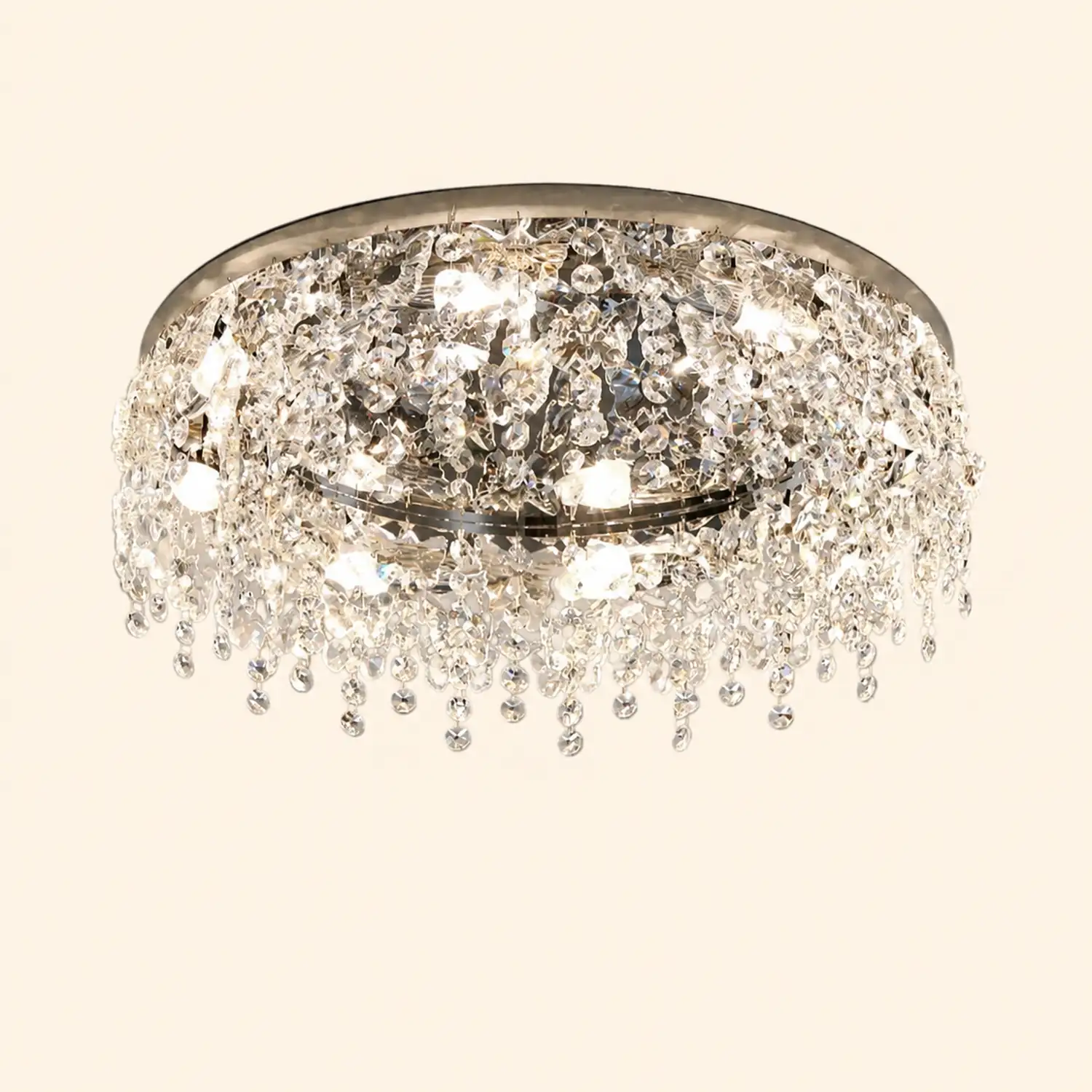 Luxury Crystal Chrome Flush Ceiling Light - Lumpaz
