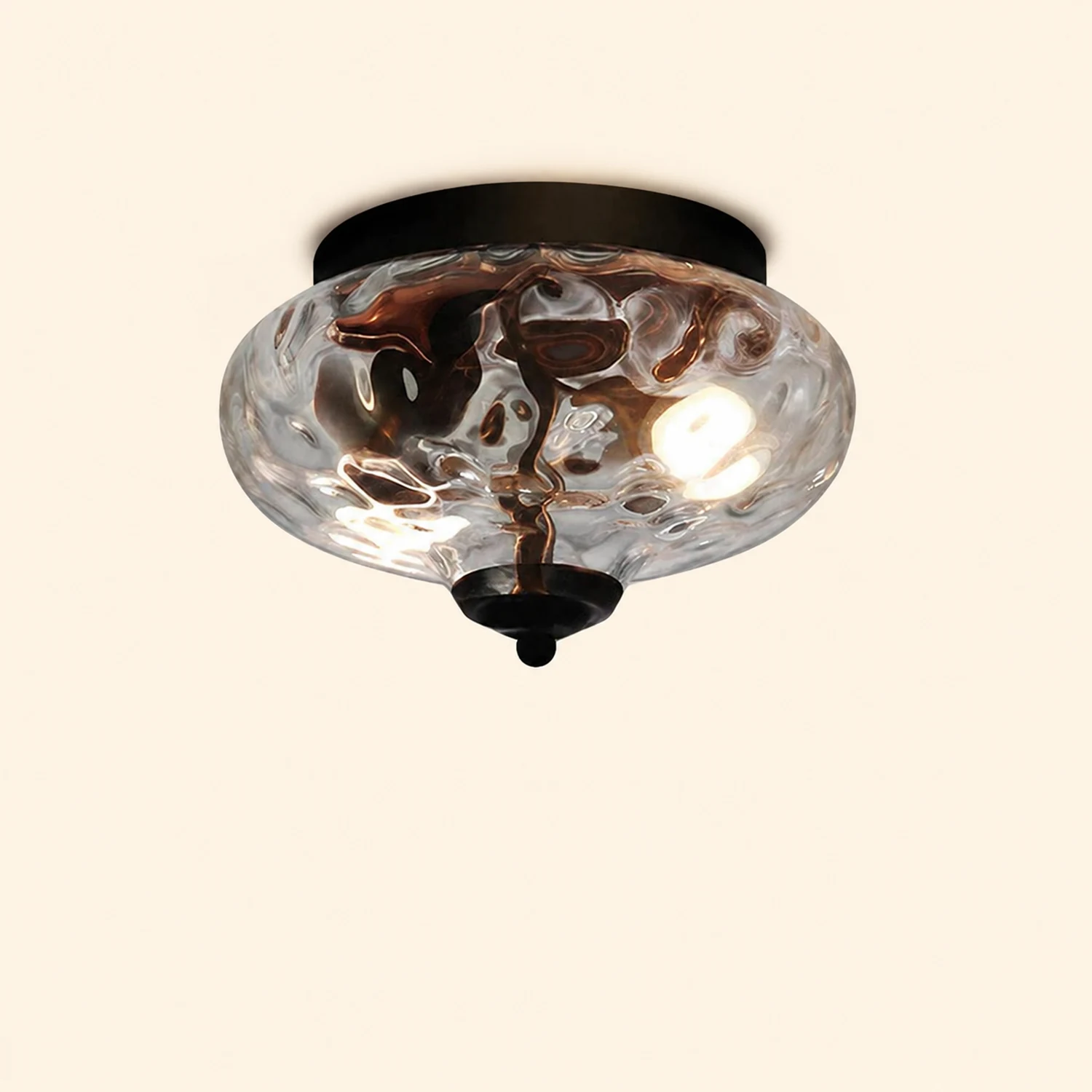 Farmhouse 2-Light Glass Shade Ceiling Light - Lumpaz