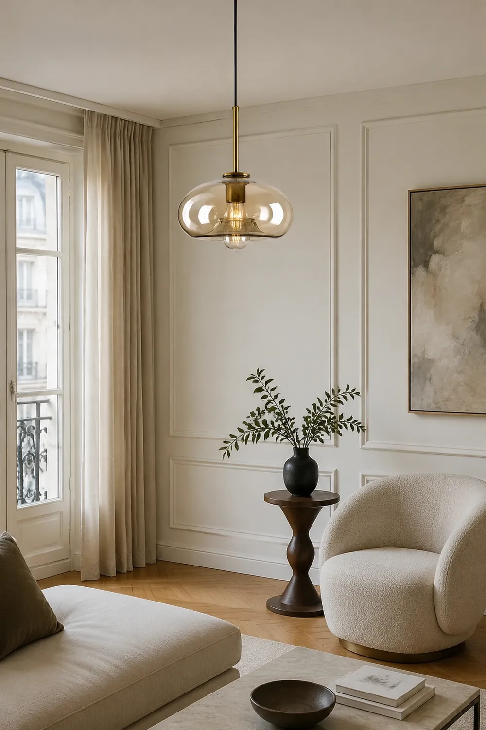 Industrial Amber Glass Pendant Light - Lumpaz