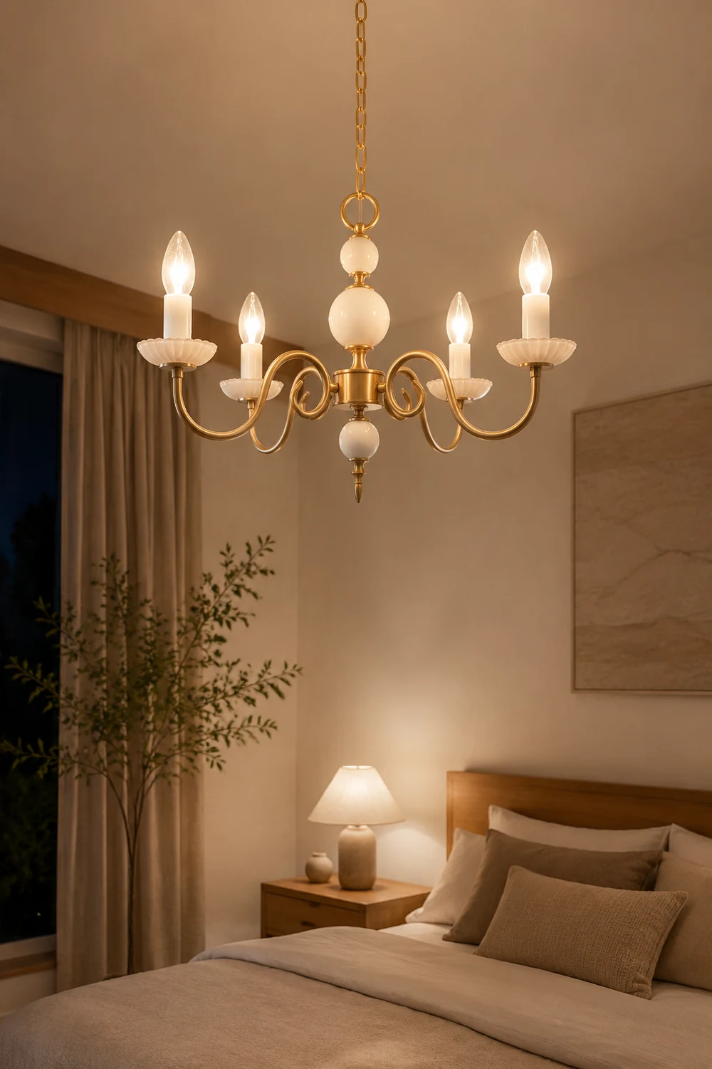 Vintage Metal Chandelier Lamp Cream Glass Chandelier - Lumpaz