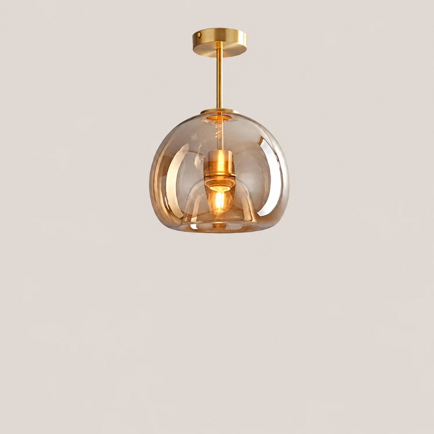 Retro Copper Glass Semi Flush Mount Ceiling Light - Lumpaz