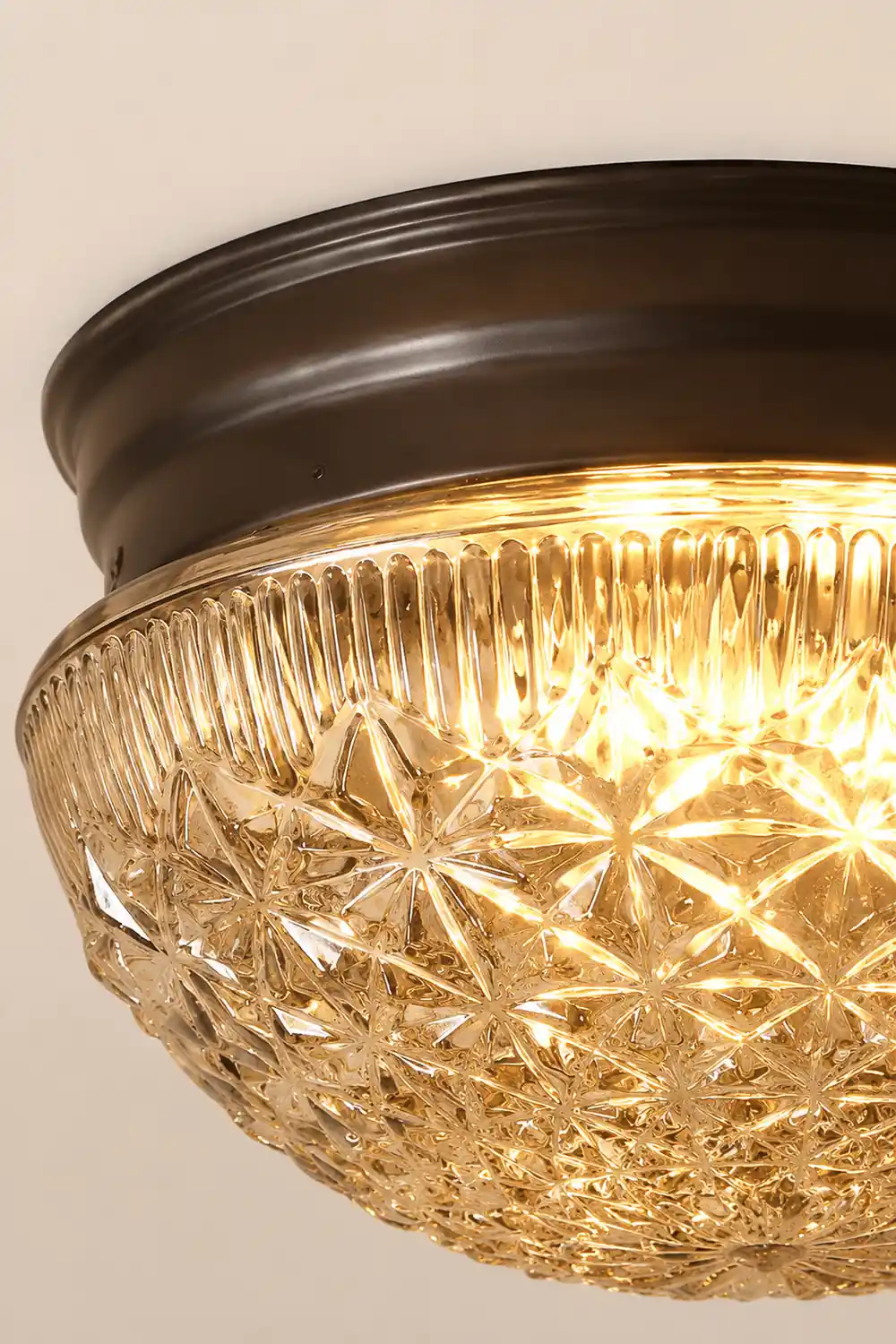 Clear Ribbed Glass Ceiling Light Fixture for Bedroom - Lumpaz