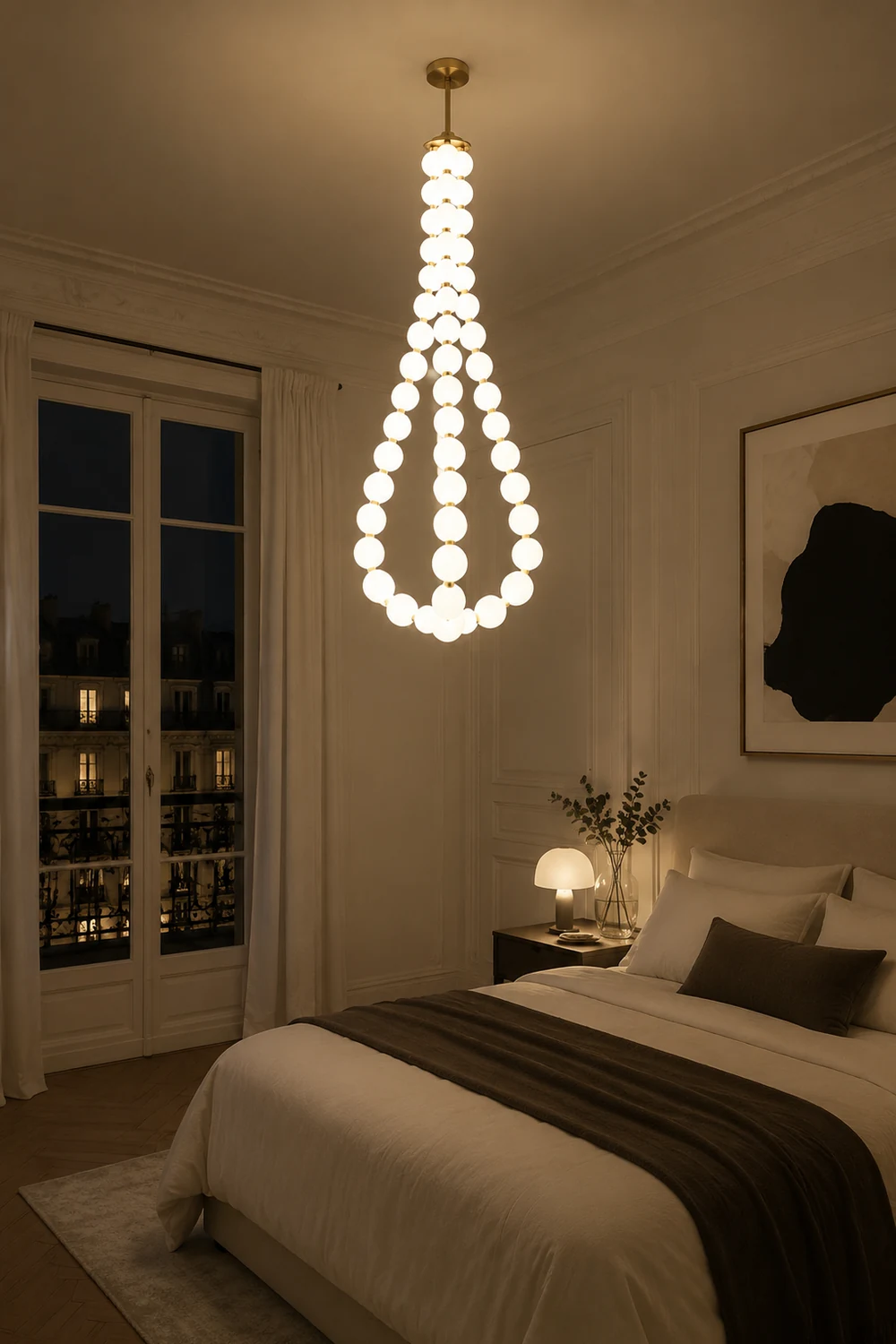 Art Deco White Bubble LED Chandelier For Staircase - Lumpaz