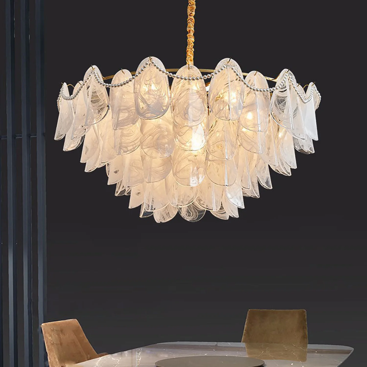Contemporary Cloud-Inspired Frosted Glass Living Room Chandelier - Lumpaz