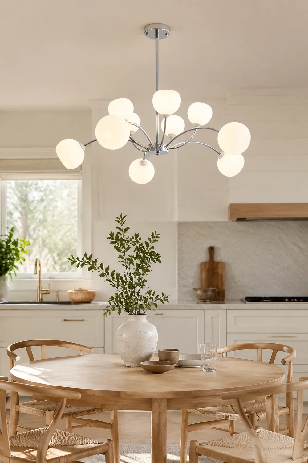 White Glass Globe Sputnik Shape Chandelier - Lumpaz