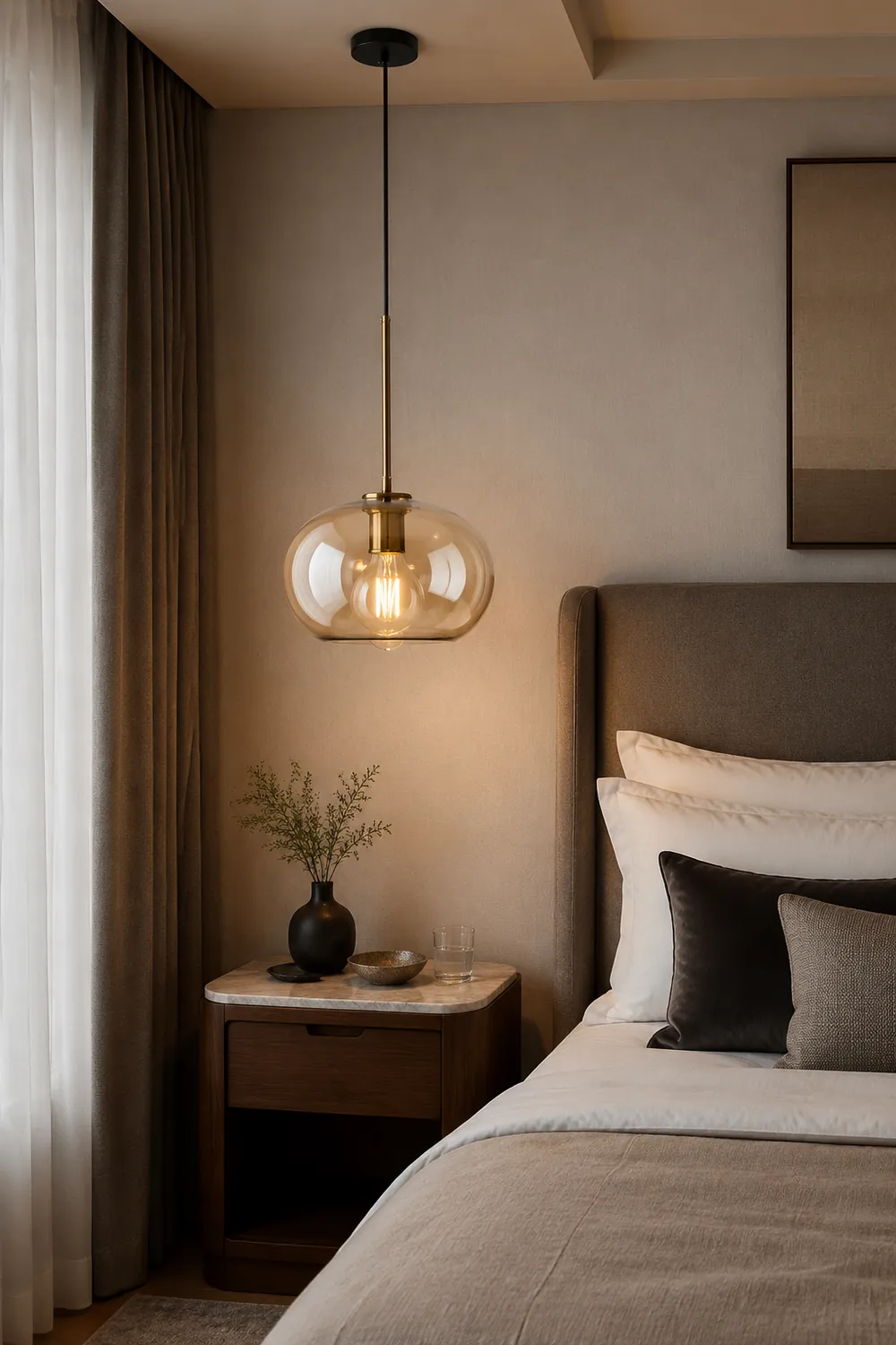 Industrial Amber Glass Pendant Light - Lumpaz