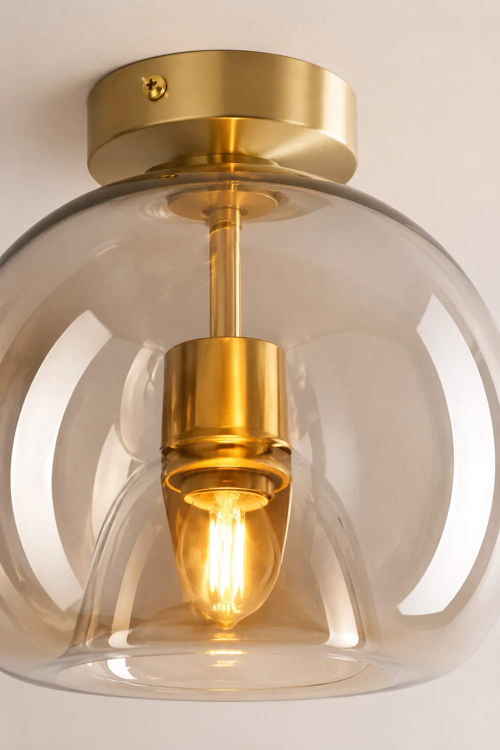 Retro Copper Glass Semi Flush Mount Ceiling Light - Lumpaz