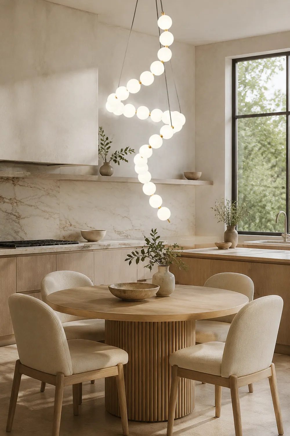 White LED Pearl Necklace Chandelier For Stair - Lumpaz