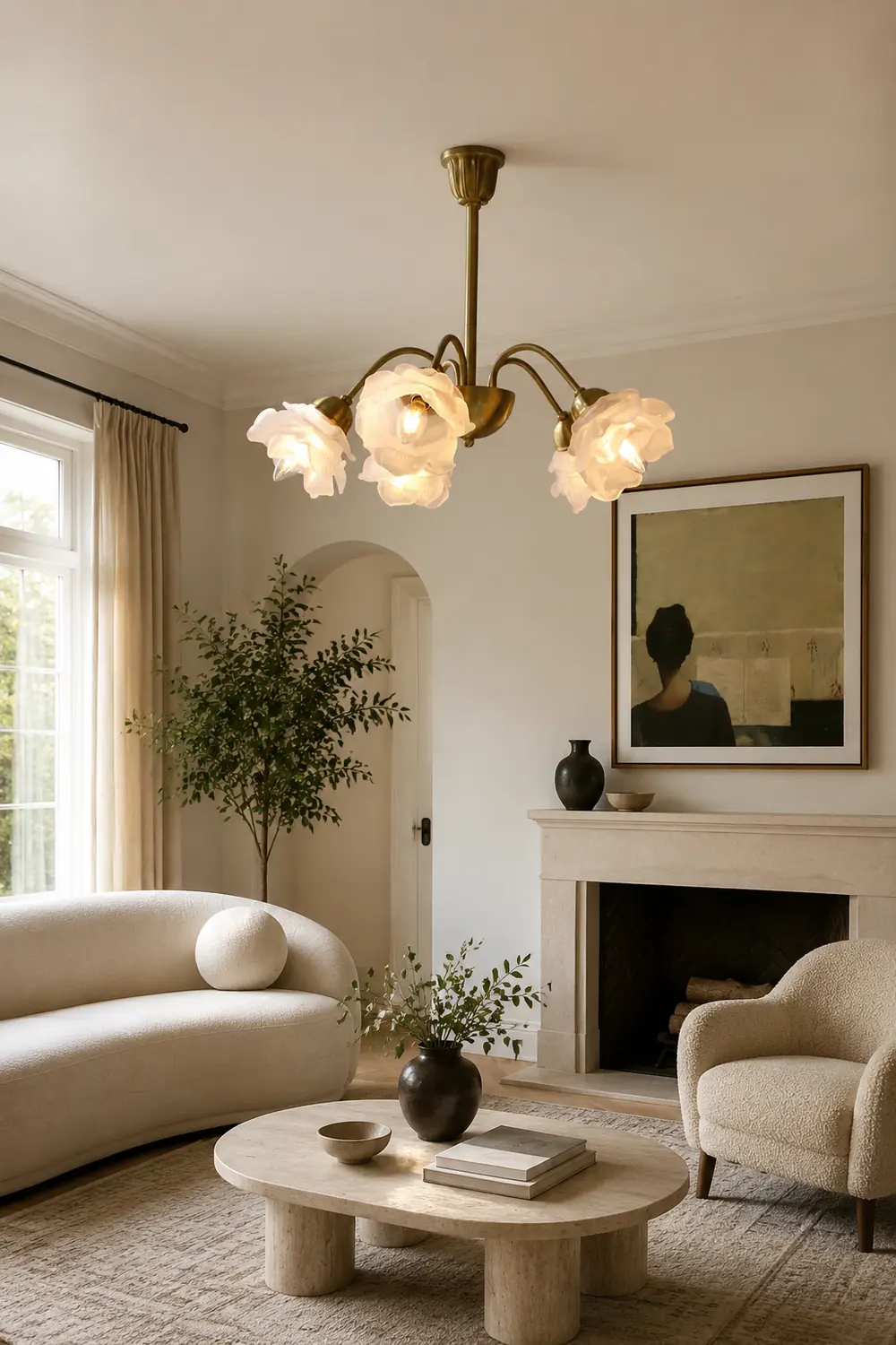 Modern French Retro Copper White Chandelier - Lumpaz