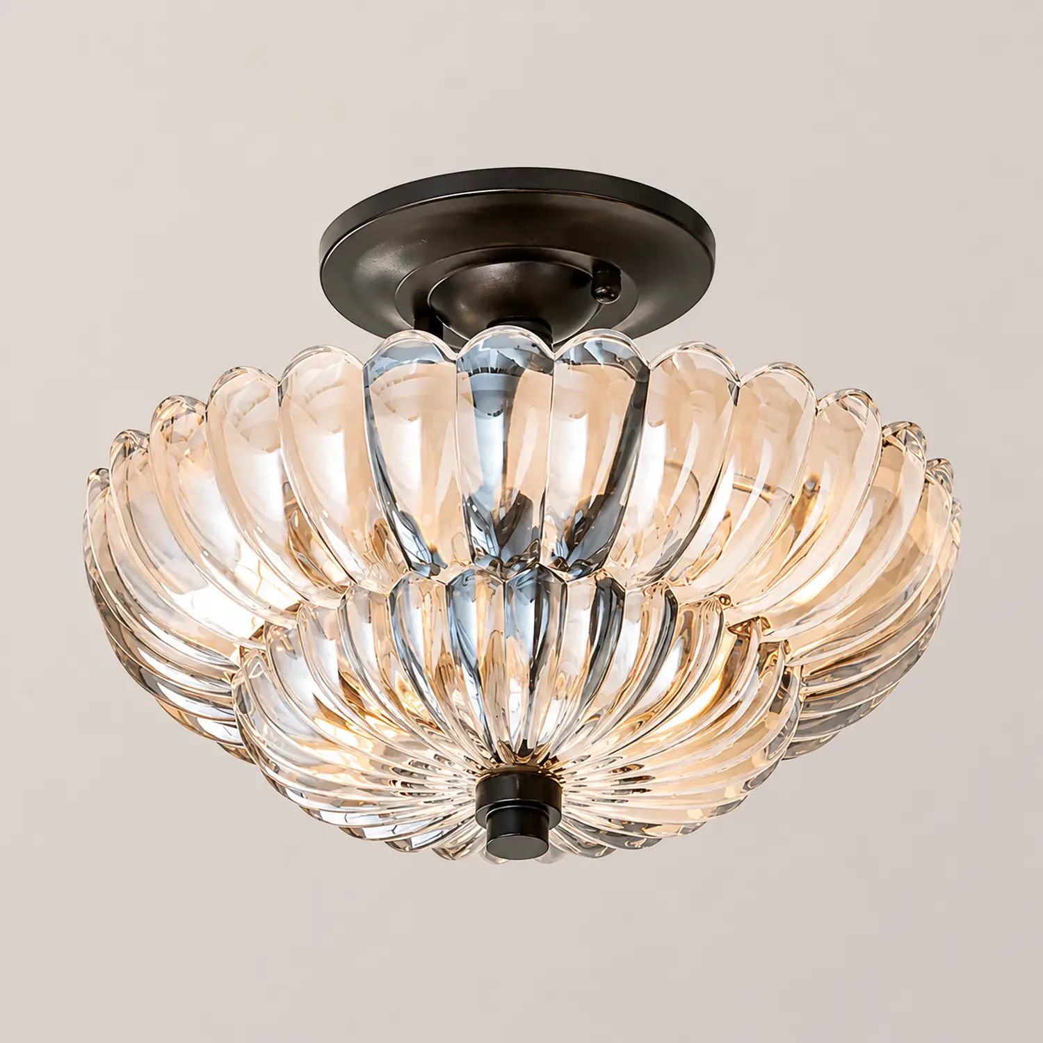 Vintage Amber Glass Semi-Flush Ceiling Light Shades Of Light - Lumpaz