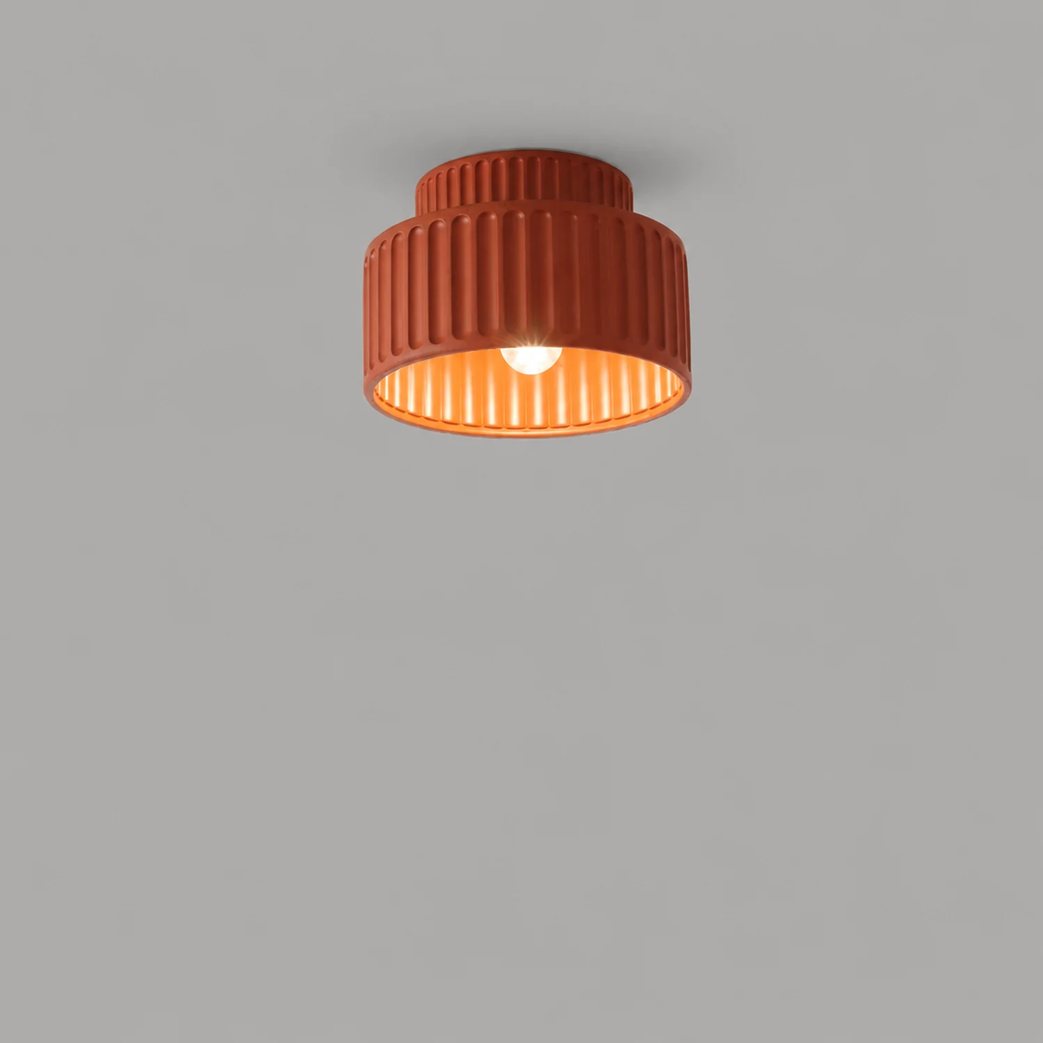 Vintage Cream Style Drum Semi Flush Mount Ceiling Lamp - Lumpaz