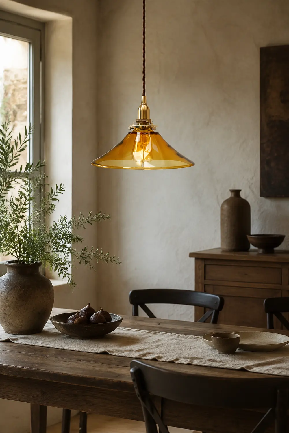 Vintage Single Head Retro Amber Glass Pendant Light - Lumpaz