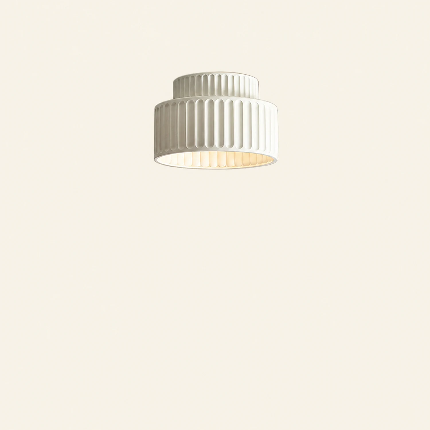 Vintage Cream Style Drum Semi Flush Mount Ceiling Lamp - Lumpaz