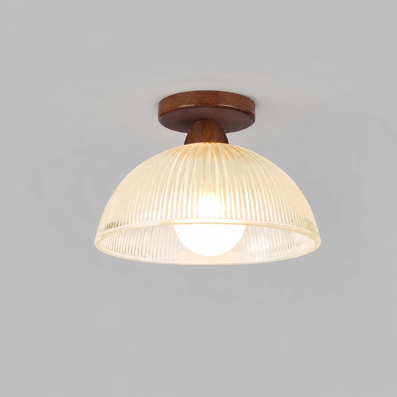 Vintage Solid Wood Glass Ceiling Lamp - Lumpaz