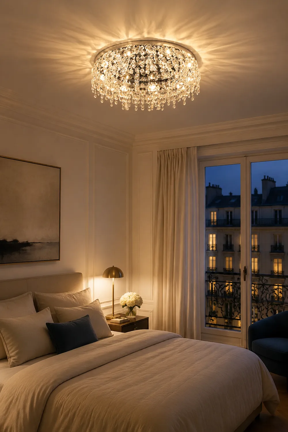 Luxury Crystal Chrome Flush Ceiling Light - Lumpaz