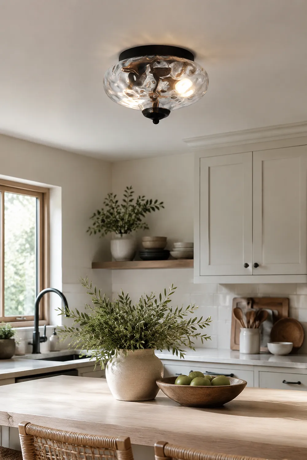 Farmhouse 2-Light Glass Shade Ceiling Light - Lumpaz
