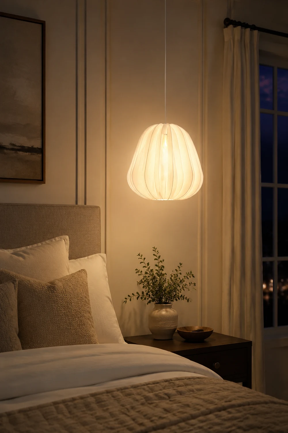 Nordic 1-Light Fabric Lampshade Shade Pendant Lamp - Lumpaz