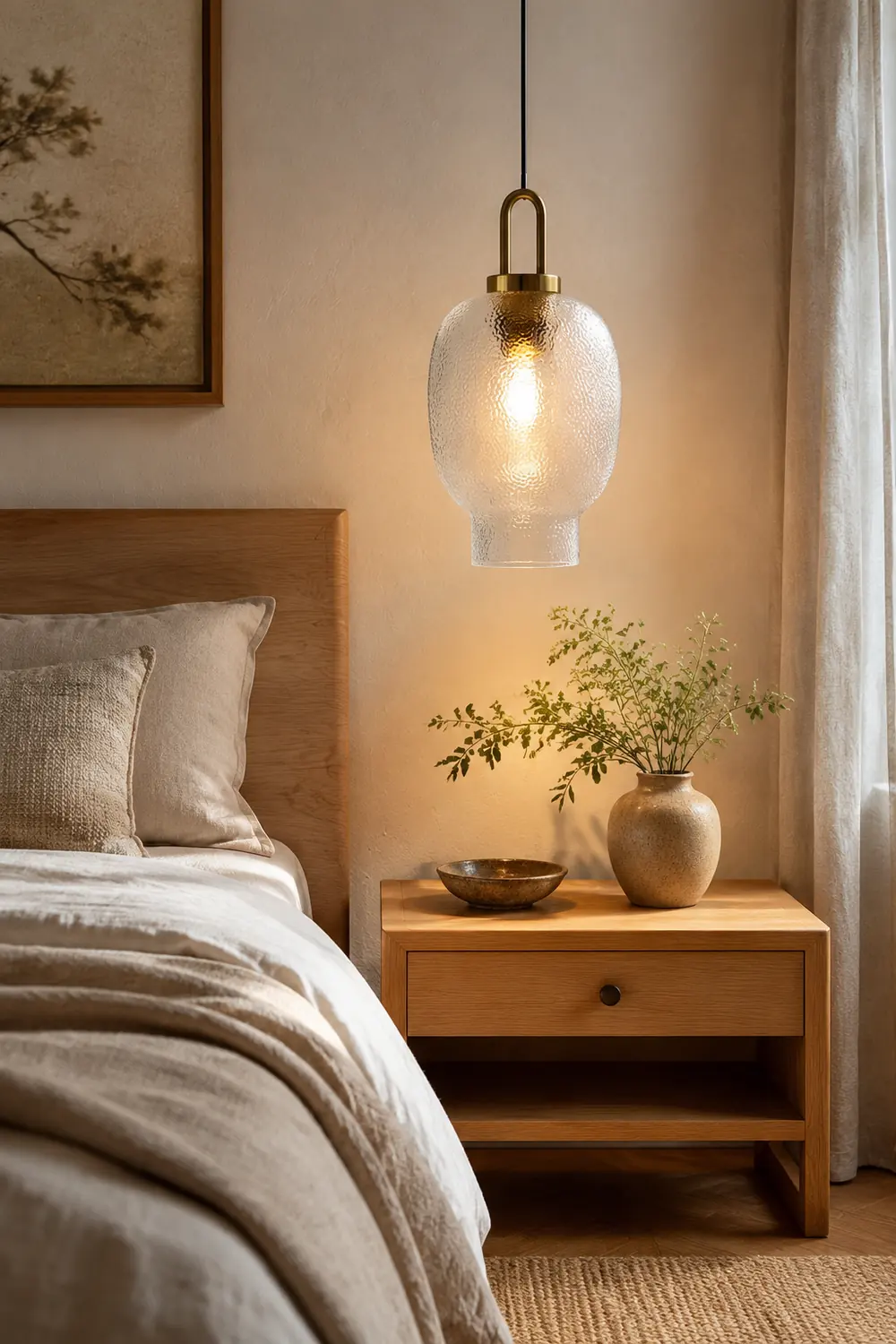Clear Frosted Glass Pendant Light for Kitchen - Lumpaz