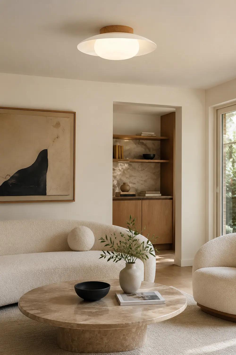 Cream Round White Ceiling Light - Lumpaz