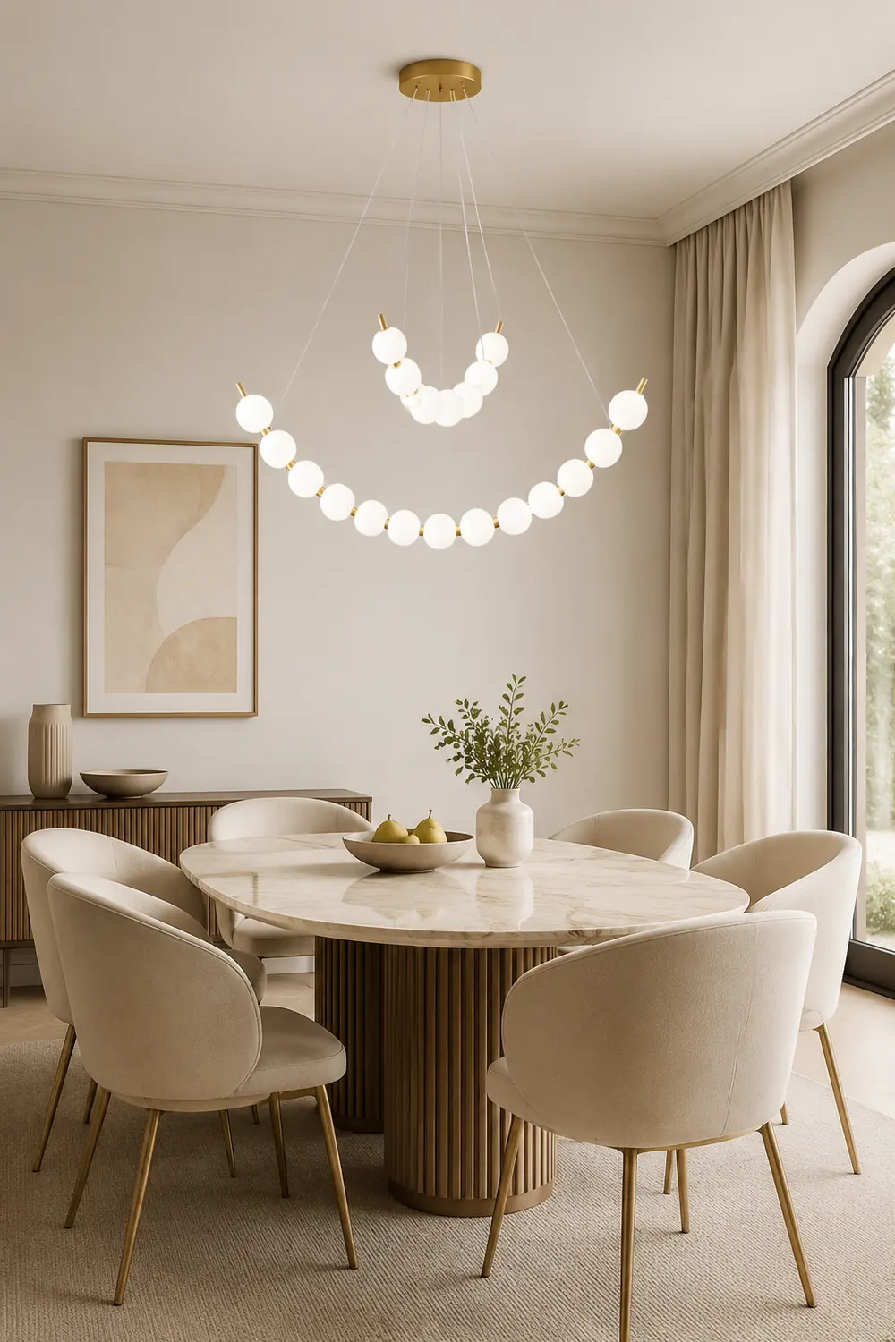 Unique Pearl Design White Ball LED Necklace Chandelier - Lumpaz