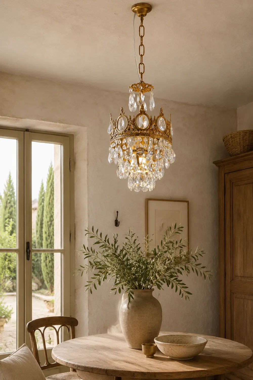 Retro French Gold Crystal Chandelier - Lumpaz